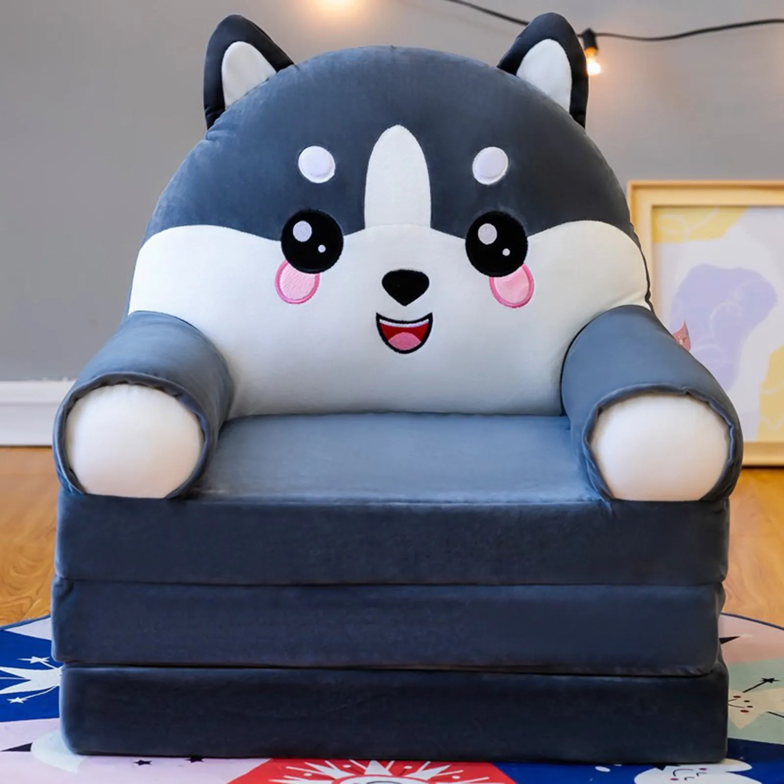 Children\'s Armchair H Foldable Kids Sofa cover without filler Backrest Armchair Cartoon Lazy Sofa Children Flip Open Sofa Bed