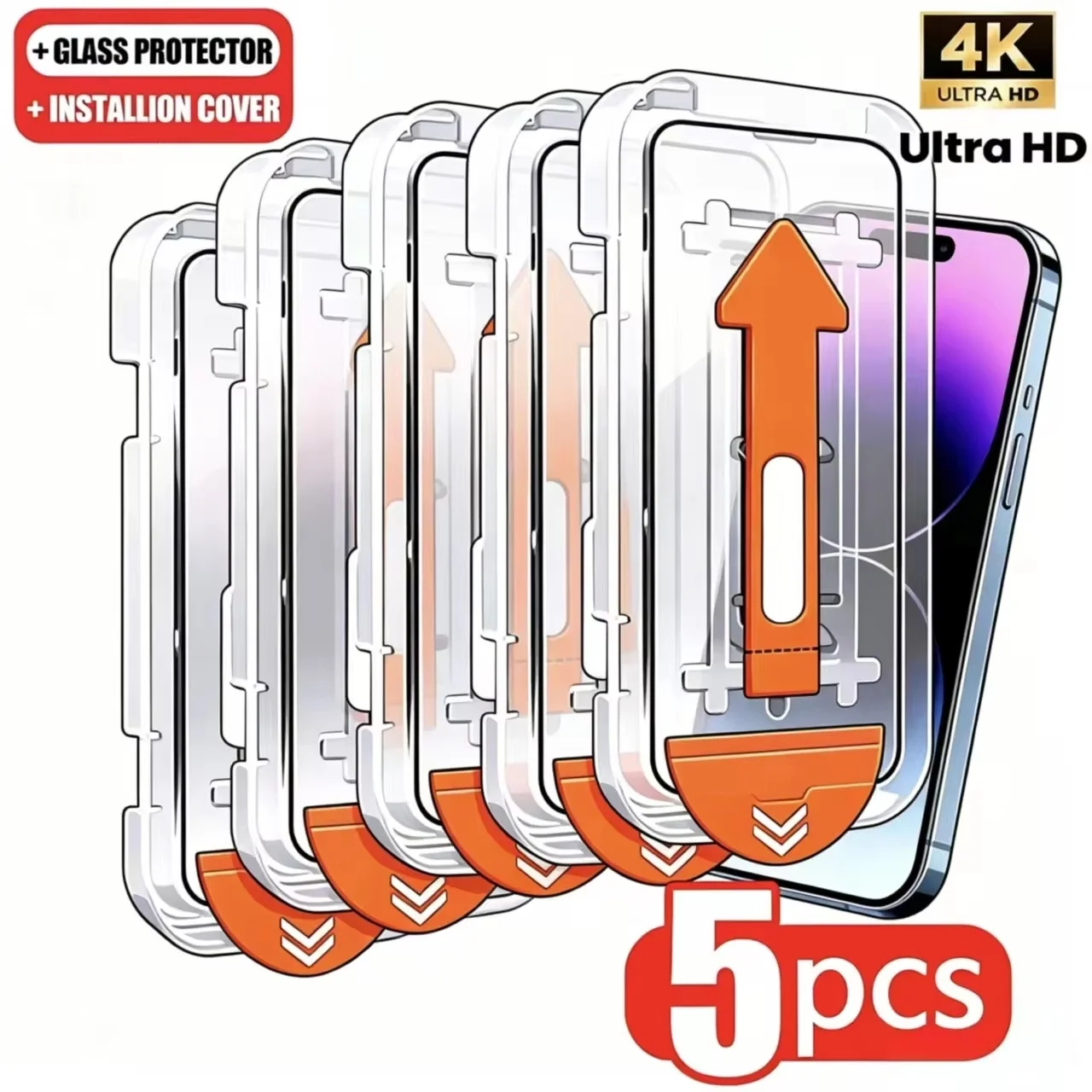 5PCS Easy Install Screen Protector For Samsung A57 A17 A37 A56 5g A16 A27 A07 A73 A55 A36 S26 S25 S24 S23 Ultra Tempered Glass