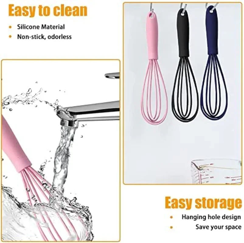 Kitchen Silicone Whisk Non-Slip Egg Beater Milk Frother Kitchen Utensil 17x4cm Kitchen Silicone Egg Beater Tool Easy To Clean