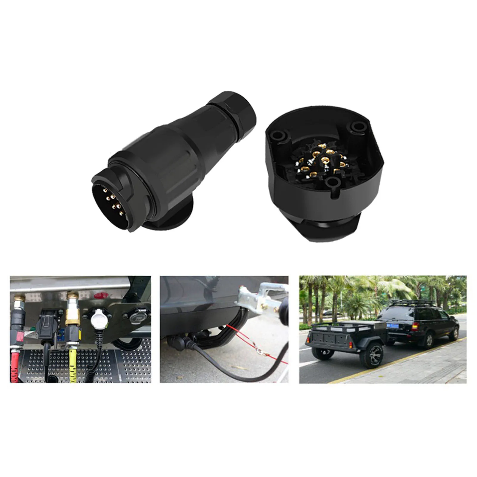 12V 13Pin Trailer Plug Socket Connector Adapter Bracket for Trailer Caravan Towing Towbar Trailer Socket