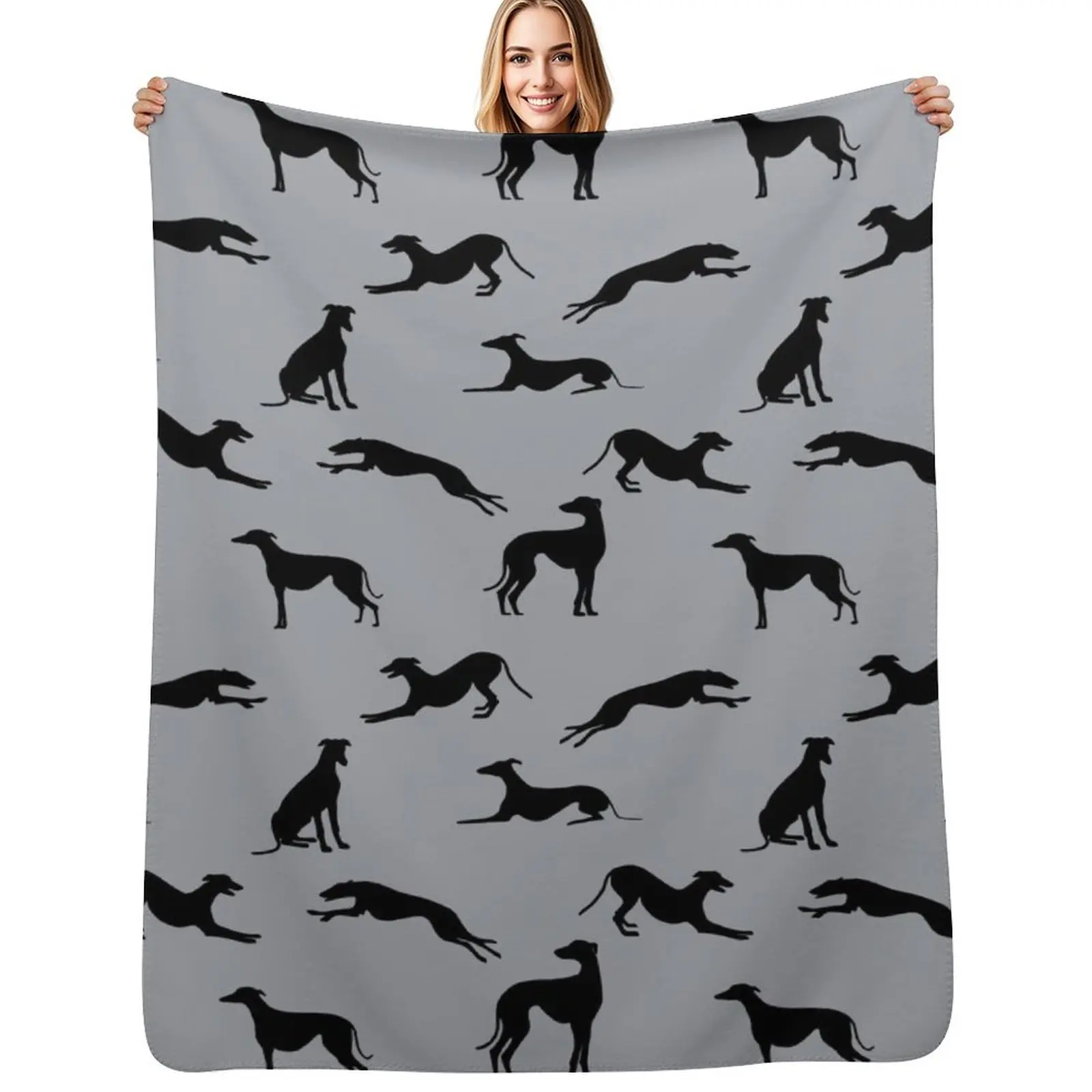 

Greyt Greyhound Silhouettes - A3A6AA Throw Blanket Bed Furry Blankets
