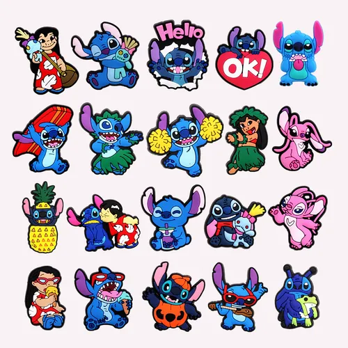 MINISO, 1 Uds., dijes para zapatos de PVC de dibujos animados de Disney, accesorios para zapatos de Lilo Stitch, decoraciones, hebilla apta para zuecos, sandalias, pulsera, regalos de navidad