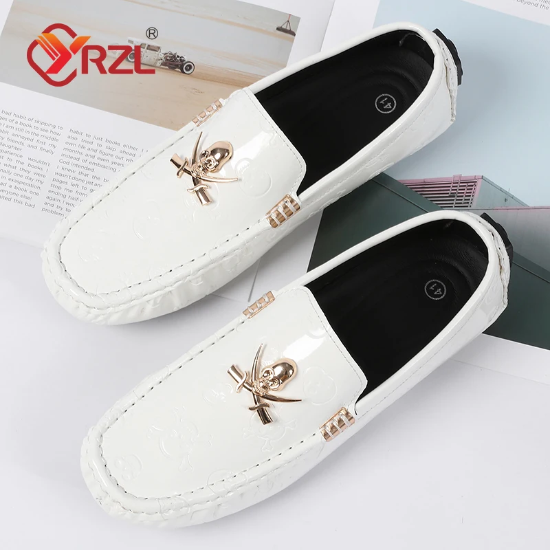 YRZL Black Loafers Men Casual Shoes Handmade Lazy Shoes Men Loafers Moccasins Size 48 Breathable Slip on Driving Loafers for Men