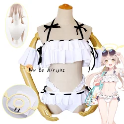 Game Blue Archive Ajitani Hifumi Swimsuit Cosplay Costume Swimwear Uniforms Suit Wig Headwear Halo Halloween Carnival Party