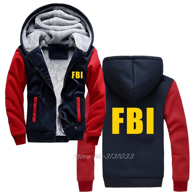 FBI Hoodie Winter Man Cool United States Zip Up Jacket FBI Men Cotton Casual Hoody Coats Fashion Hip Hop Harajuku Streetwear