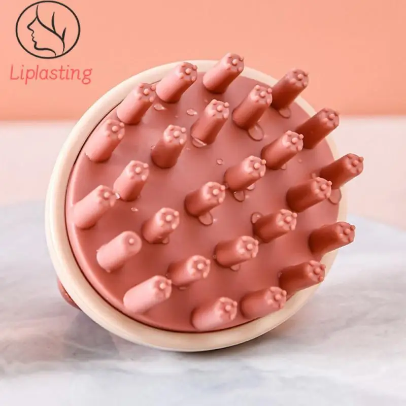 Silicone Shampoo Brush Double Layer Silicone Rounded Shampoo Brush Soft Relieves Scalp Pressure Wet And Dry Head Massage