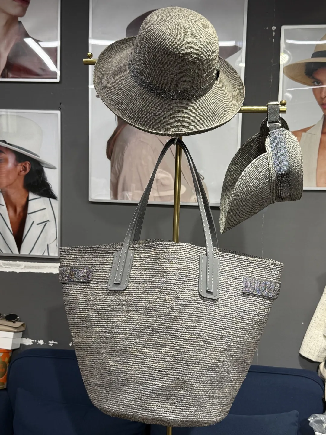 2026 New Arrival: Women's Raffia Woven Handbag & Hat Set  Stylish, Versatile, and Elegantly Refined (52 x 35 cm)