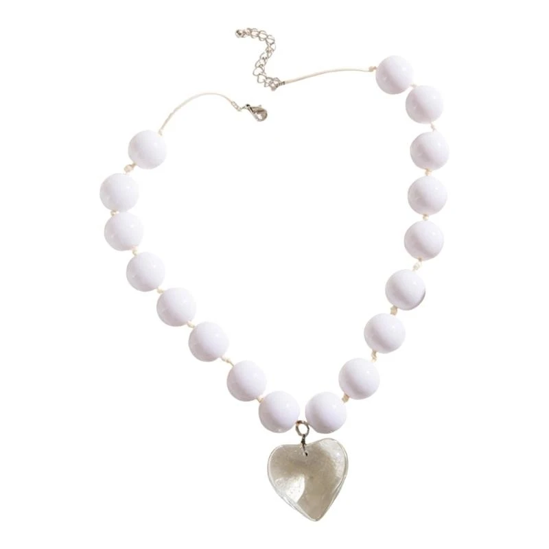 C71D Versatile Heart Pendant Necklace Beaded Choker Enhancing Your Look Effortlessly