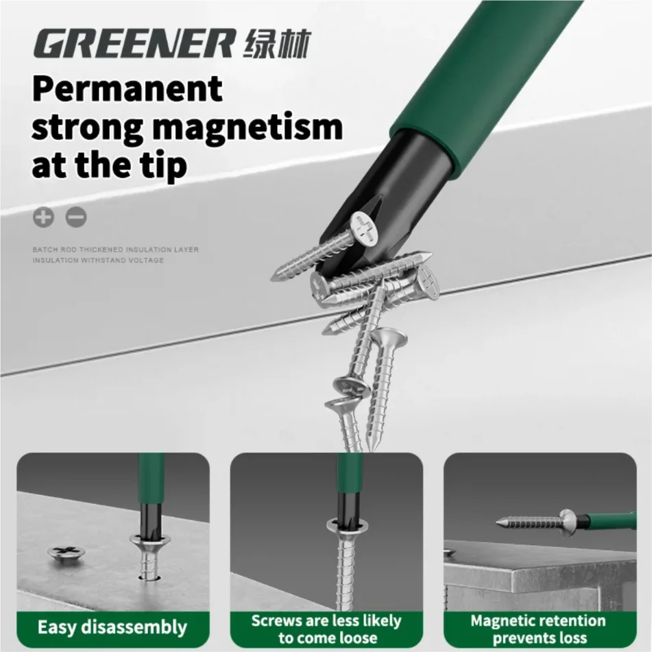 GREENERY Insulated Electrician Screwdriver Slotted Phillips Magnetic Flat Cross Durable Professional Electrical Tools for Repair