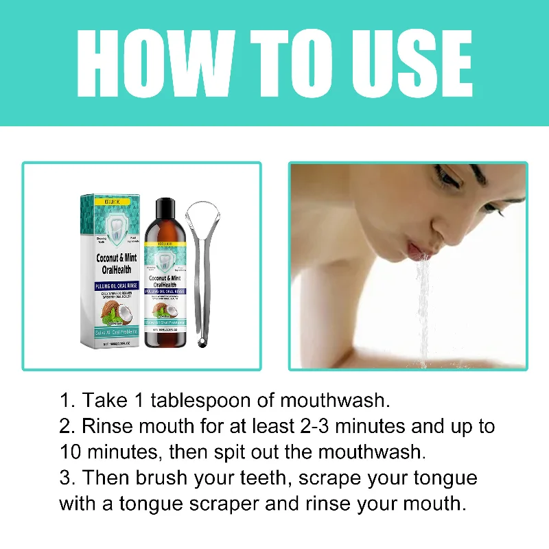 Huile de traction pour les dents, huile d'ampli de cheville orale, bain de bouche, enlever SAF, beauté des dents, haleine fraîche, propre, soins de la bouche, gencives, soins dentaires, 100ml