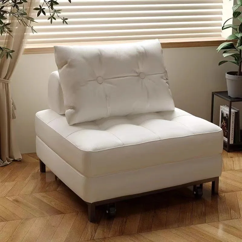 Cream single sofa bed small apartment tatami apartment rental room square puff sofa retractable