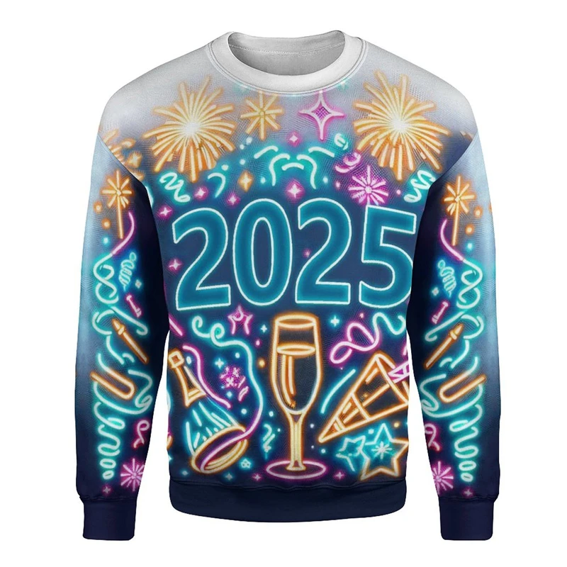 2023 Frohes Neues Jahr Grafik-Sweatshirts Frohe Weihnachten Hässlicher Pullover für Männer Kleidung Weihnachten Lustige Geschenke Pullover Unisex-Pullover