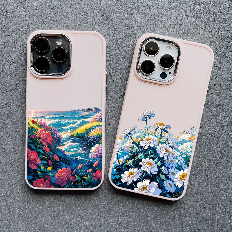 Sommerliche Gänseblümchen-Handyhülle für iPhone 16 11 12 13 14 15 Pro Max 15 14 8 7 Plus SE2 XS X XR Stoßfeste Silikon-Rückabdeckung