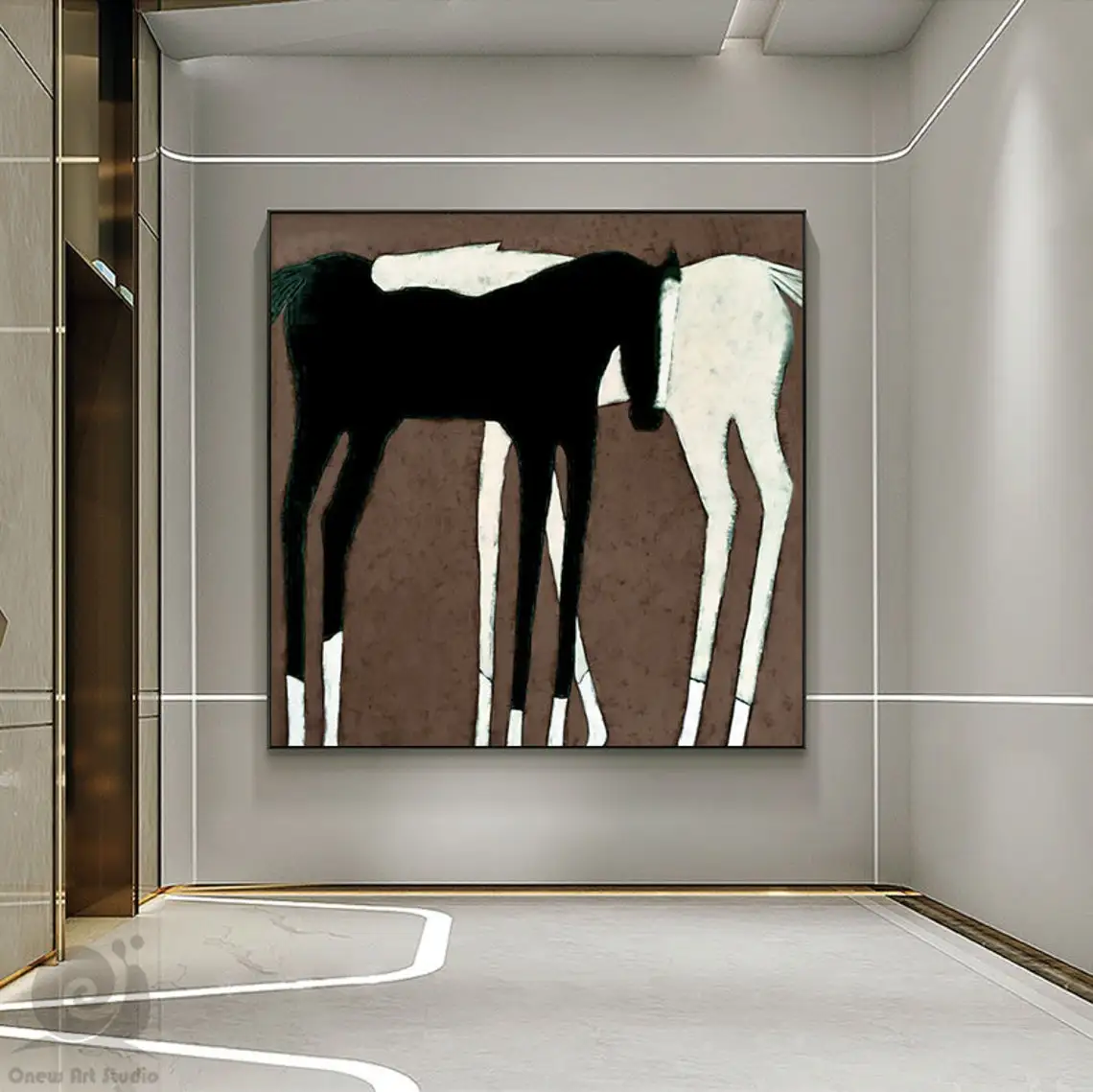 

Большая абстрактная картина маслом черно-белой лошади на холсте, ручная роспись, лошадь, холст, настенное искусство, современная живопись с животными, домашний декор