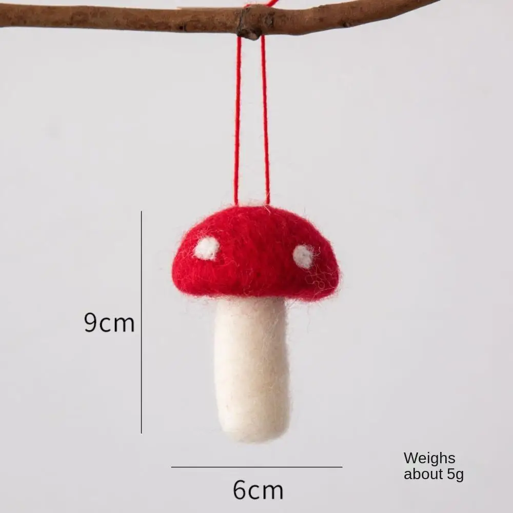 3pcs Wool Felt Decoration Mushroom Christmas Pendant Plush Pendant  DIY Handmade Accessories Hanging  Decor Fireplace Tag Gift