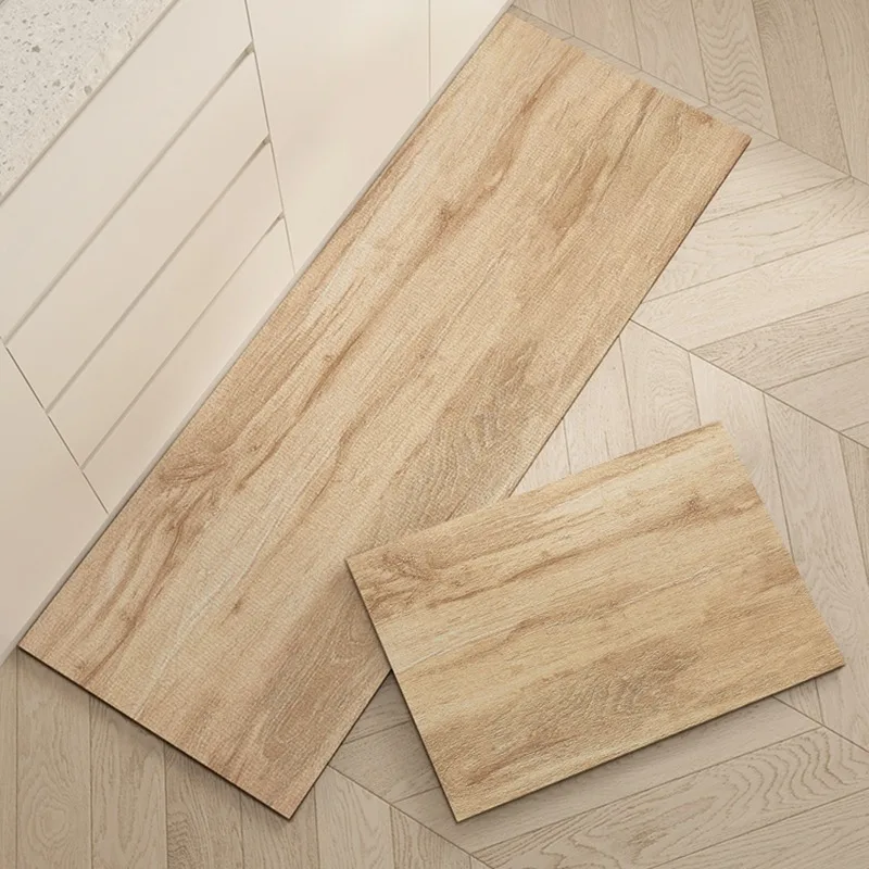 

Kitchen Carpet Waterproof Non-slip PVC Floor Mat Imitation Wood Grain Wash-free Leather Rug Long Size Home Decoration Foot Mats