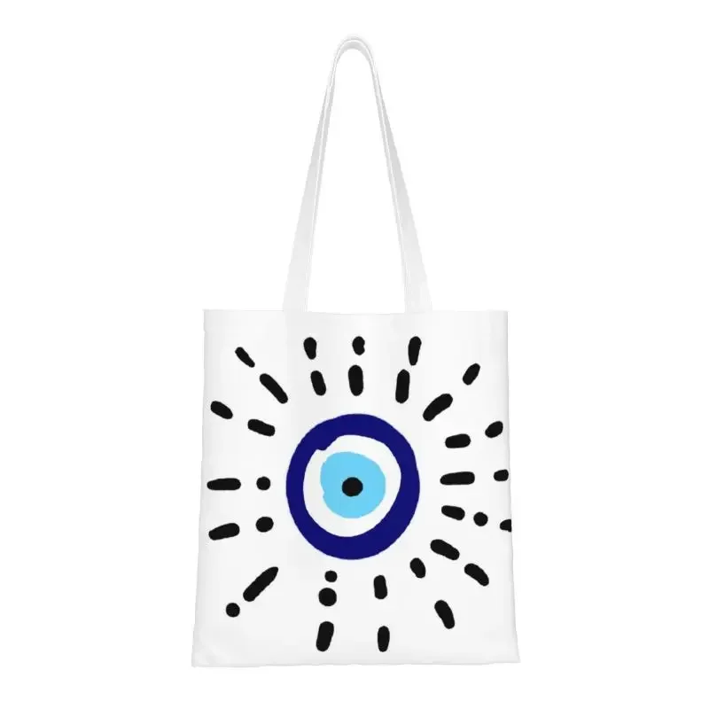 

Fashion Printing Evil Eye Print Tote Shopping Bags Durable Canvas Shopper Shoulder Handbag