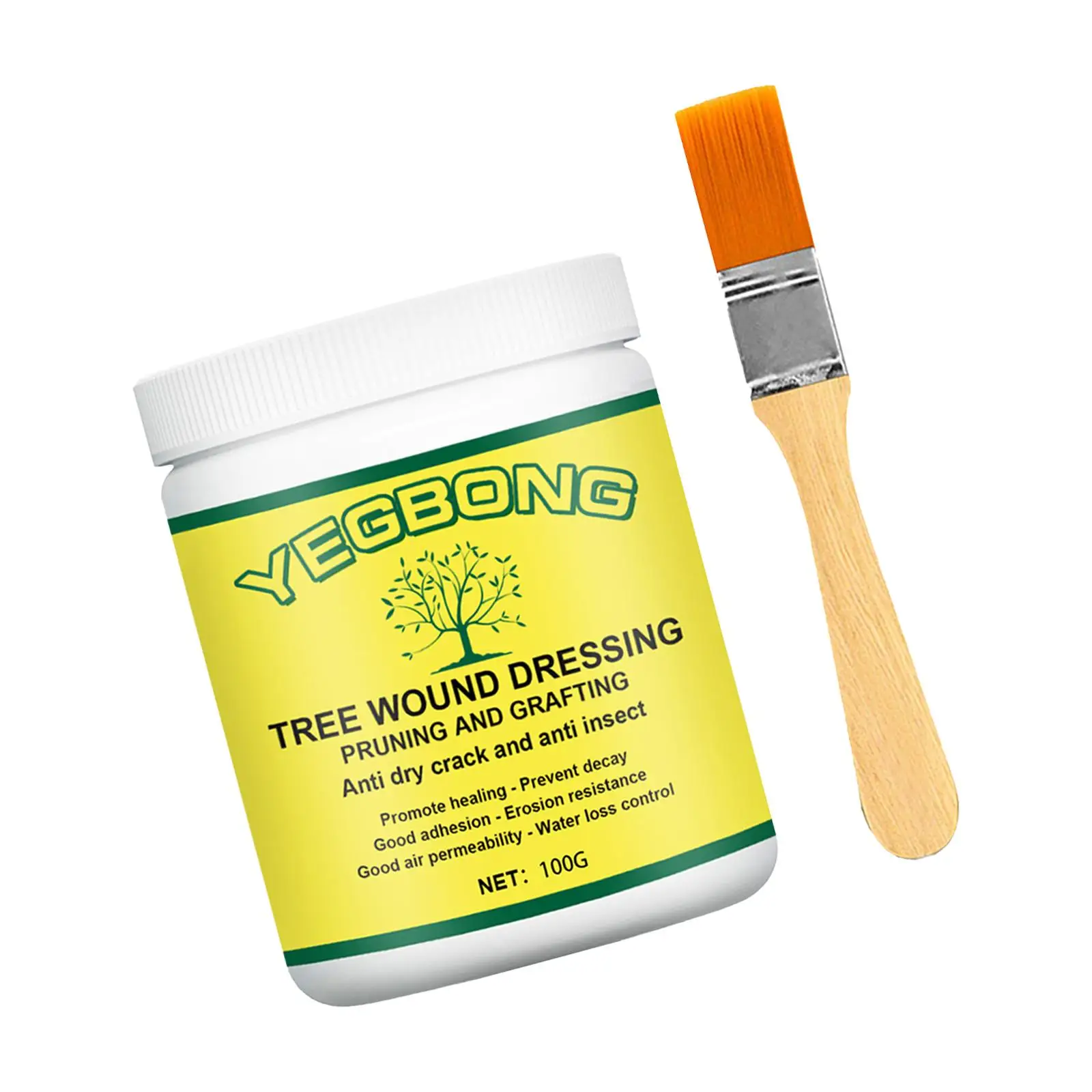 Tree Pruning Sealer with Brush for Grafting Wound Dressing Fruit Trees Bonsai Shrub Cut Paste Rain Proof Plant Repair Cream