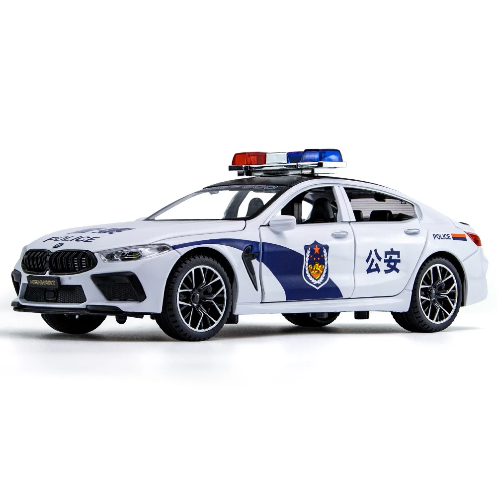 1:24 Diecast Police Patrol Car Light Sound Pull Back Function Collectible Decor Gift For Vehicle Enthusiasts