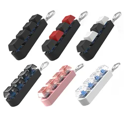 4 Keys Keyboard Keycaps Fidget Toys,Semi-Transparent Black White Red DIY Keycaps Toy Keyboard Caps,Stress Relief Piont Keycaps