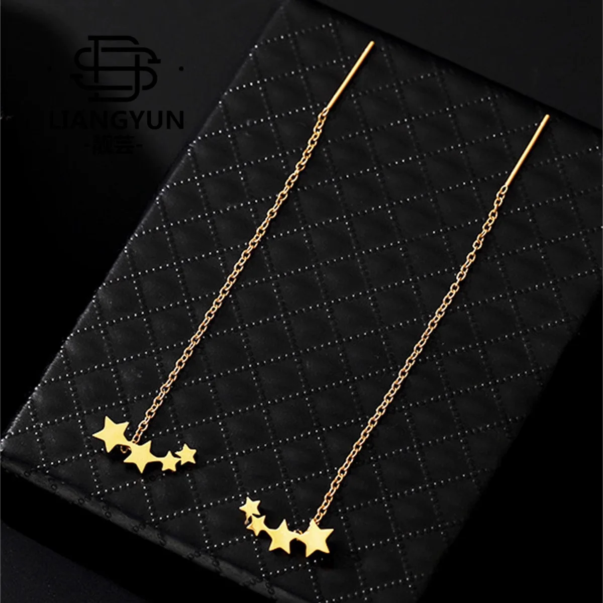 New Trend Long Wire Tassel Thread Chain Star Heart Beads Pendants Drop Earrings Women's Straight Hanging Earings Jewelry