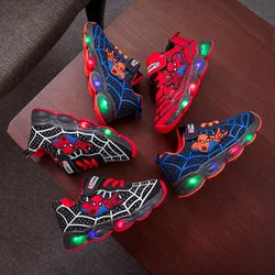 New Spiderman Led Mesh Sneakers Girls Boys Kids Luminous Glowing Sneakers Shoes for Boys Girls Lighted Led Baby Children Shoes