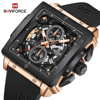 NAVIFORCE Luxury Square Watch for Men Waterproof Luminous Date Man Watch TPU Strap Casual Fashion Quartz Men's Watches