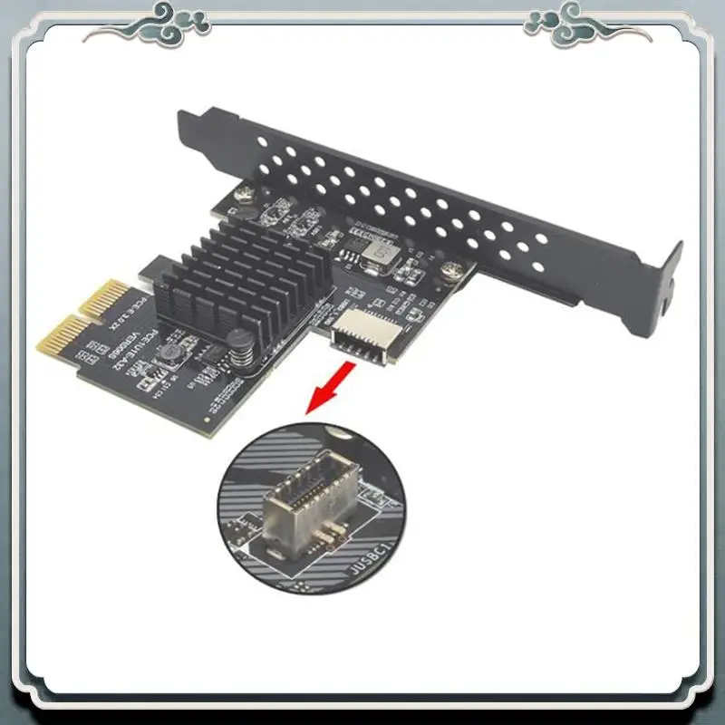 Premium 2X PCI-E 2X To USB3.1 A-Key Gen2 Front Type-E Expansion Card,10Gbps Type-E 20-Pin Front Panel Connector Riser Card