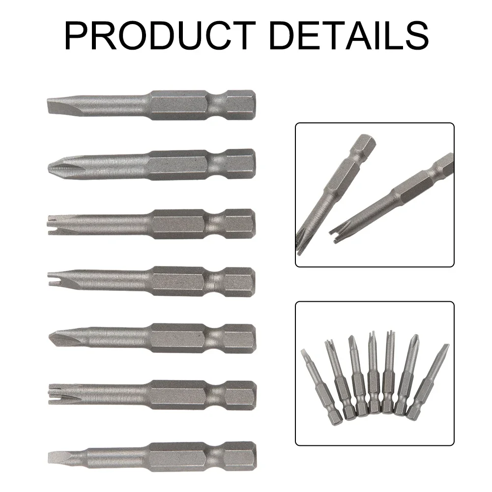 Kruiskopschroevendraaier Bits Schroevendraaier Bits Set Grey Ph2 U Y-Vorm 7 Stks/set Gelegeerd Stalen Binnenste Kruisschroevendraaier