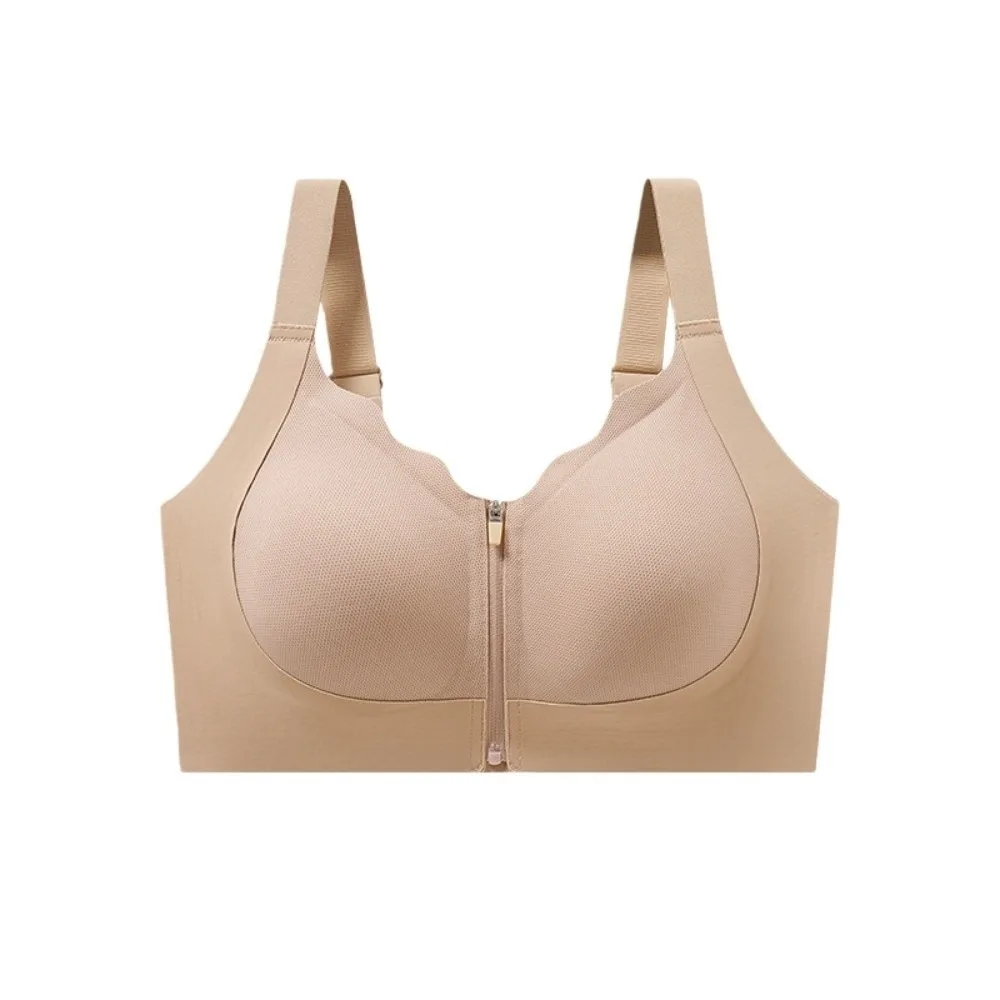 Adjustable Shock Absorption Front Zipper Bra Seamless Push Up Wireless Bra Lingerie Fixed Cup Women Underwear Yoga Practice