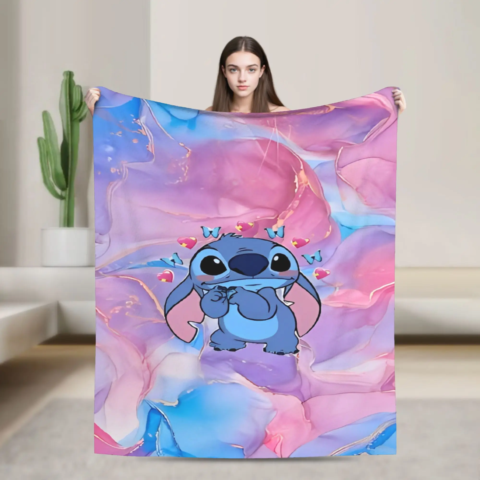 

Одеяло Kawaill Alien с героями мультфильмов, мягкое эстетическое плюшевое одеяло для путешествий на открытом воздухе, фланелевое покрывало, покрывало для кровати