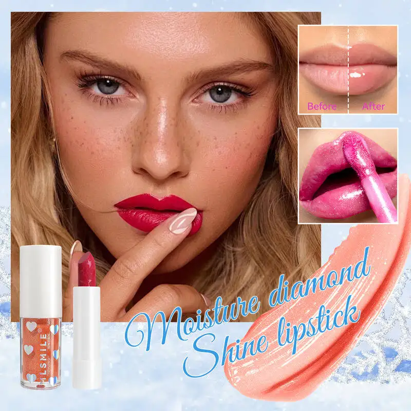 MLSMILE Gloss Combination Juego de 2 piezas de esmalte de labios hidratante + lápiz labial nacarado 2025 Nuevo