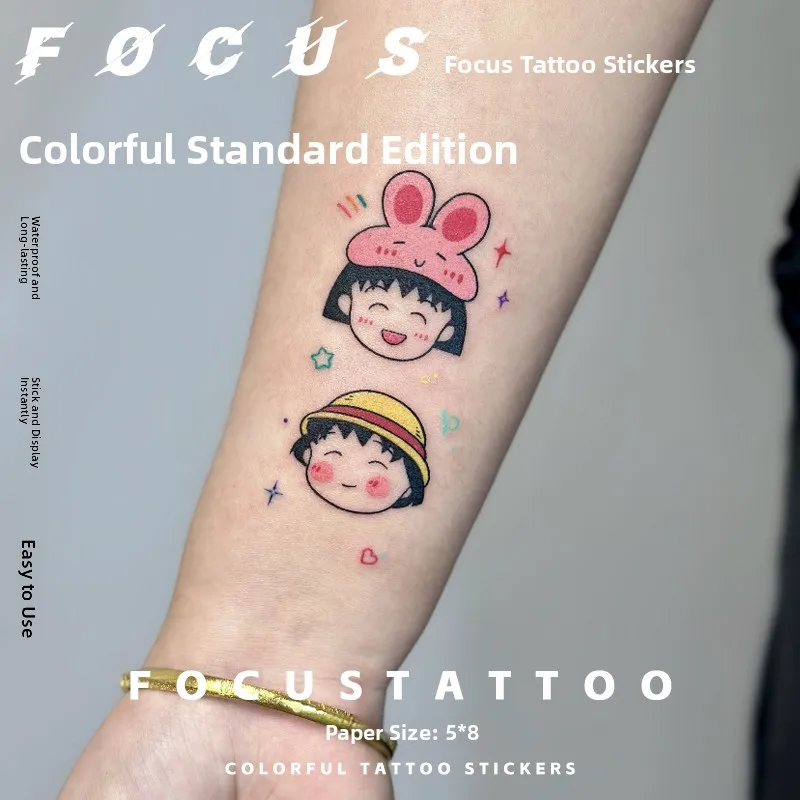 Adorable Cherry Blossom Pattern Temporary Waterproof  Tattoo Stickers for Women Arm Clavicle Small Size Easy Washable