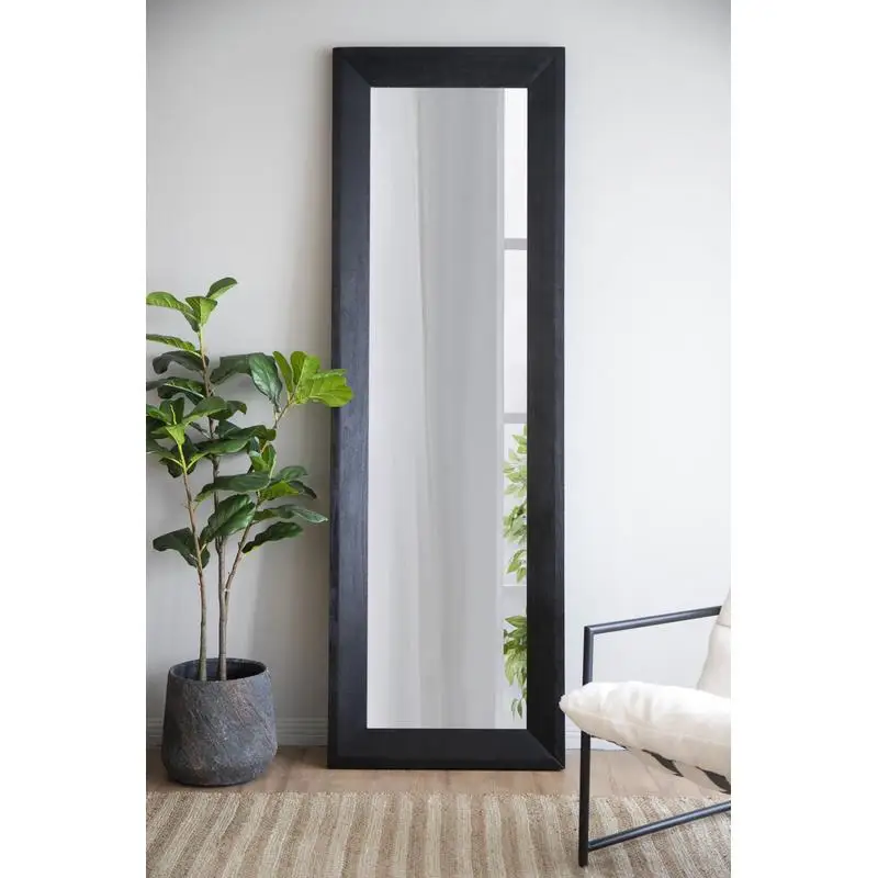 

29.5"x4.7"x90.6" Full-Length Black Floor Mirror - Elegant Reflective Design for Home Decor