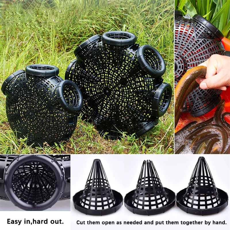 Upgraded Outdoor Portbale Eel Catcher Casting Fish Network Crab Shrimp Loach Crayfish Traps Mesh For Fishing Net Tackle Cage