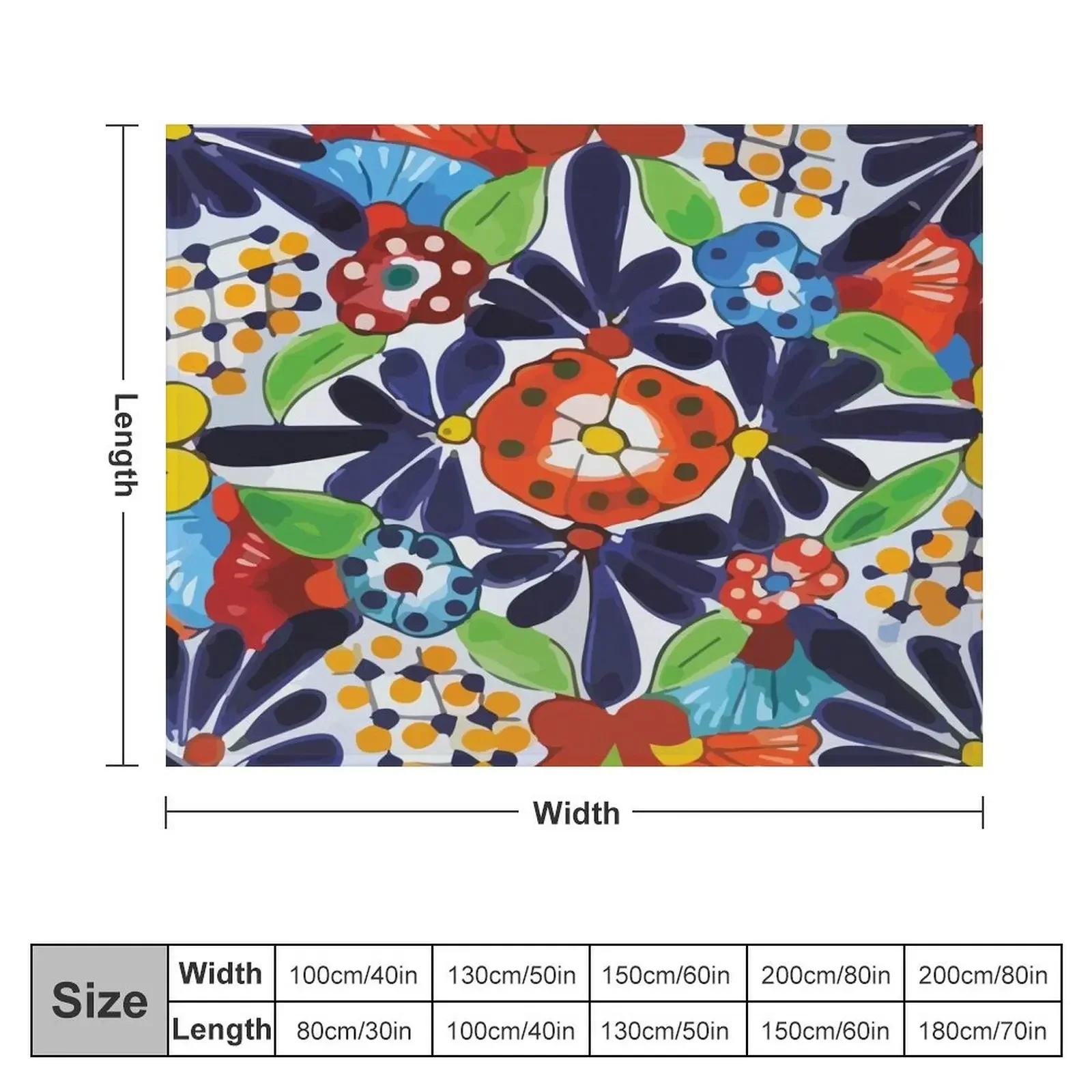 Colorful maximalist Puebla talavera pottery ornamental mexican azulejo tile Throw Blanket Nap Flannels Bed linens Blankets