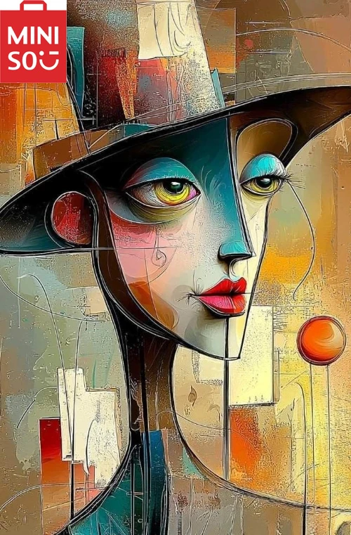 

MINISO Oil Painting By Number Diy Kits Abstract Long-necked Figure For Adults Wall Art Room Home Decoration Frameless