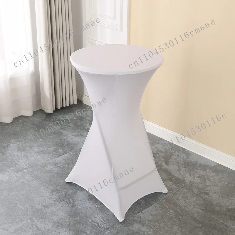 Elastic table cover high-end four-legged wedding hotel skirt table skirt cross-border round high-footed bar cover custom-made