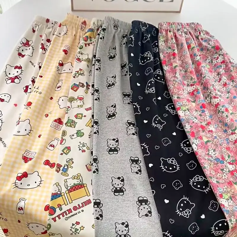 

Sanrio Hello Kitty Girl Pajama Pants Kawaii Anime Loose Comfortable Trousers Women Cartoon Japanese Style Outdoors Home Wear New