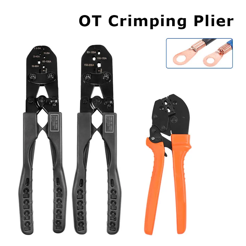 

Crimping Plier For OT Open Nose Copper Terminal 20-50A 5-100A 80-200A Insulated Terminals Crimper Tool