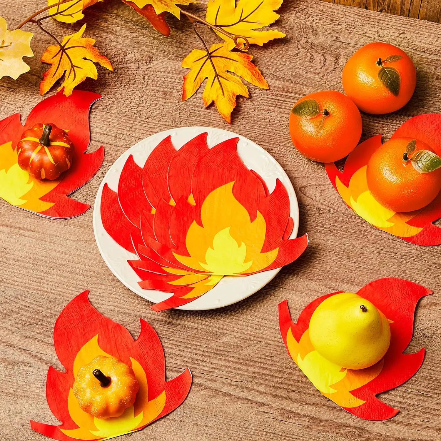16/32/64 Pcs Fire Napkins Flame Napkins Disposable Paper Napkins for Firefighter Theme Fire Truck Birthday Fireman Party Decors