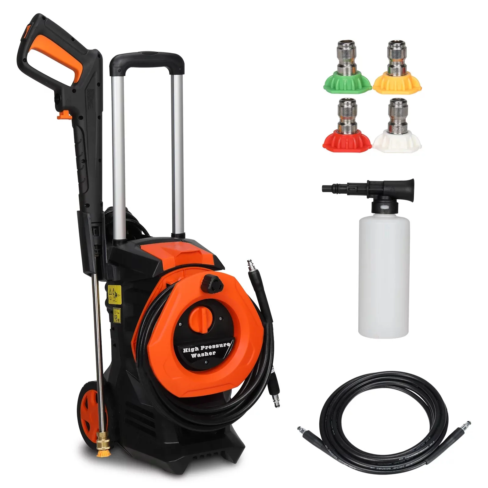 110.00V 203A 1400.00W  Portasble High Pressure Cleaner  Max Clean Power  Safety Lock Washer Orange