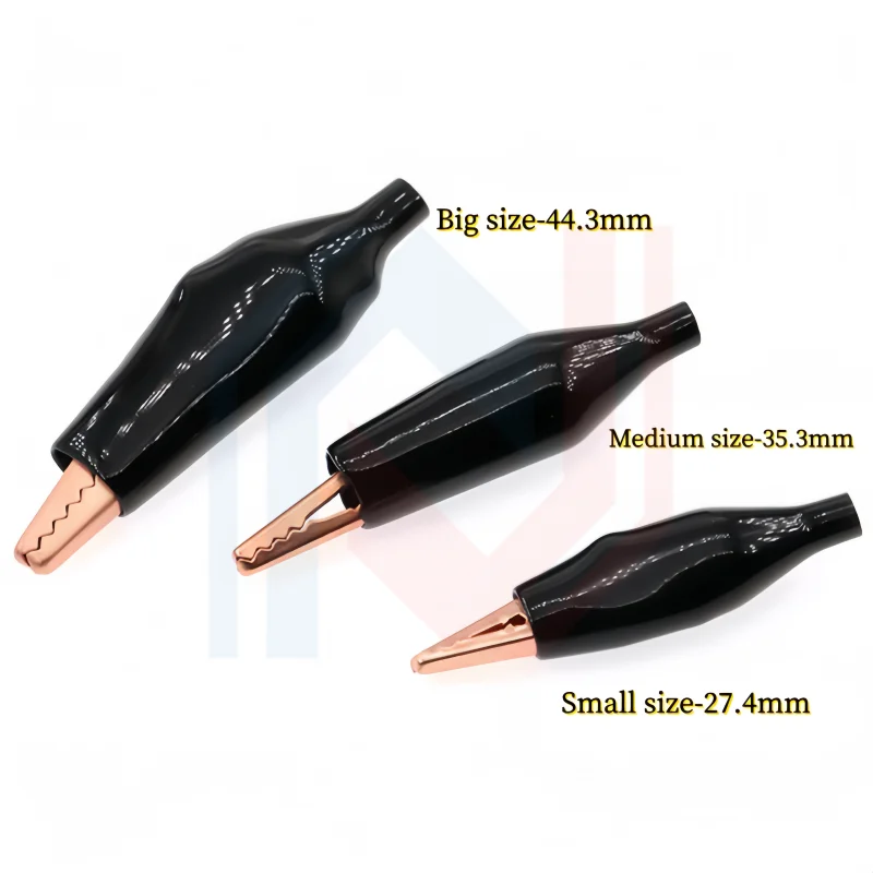 Brass Crocodile type Clip 27mm/35mm/44mm,Black Red Soft Plastic Coated Testing Probe Mini Alligator Test Clips