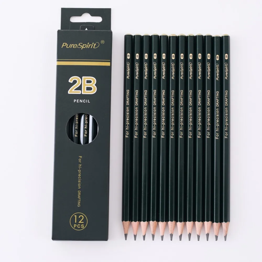 12pcs 2B Graphite Professional Drawing Pencils Sketch Pencil Black Lead Pencils for Sketching