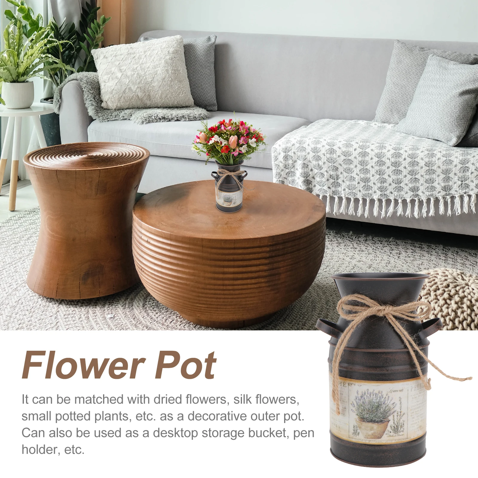 

Retro Iron Vase for Flower Arrangement Decorative Container Creative Design Home Accessories Metal Craft Non Slip