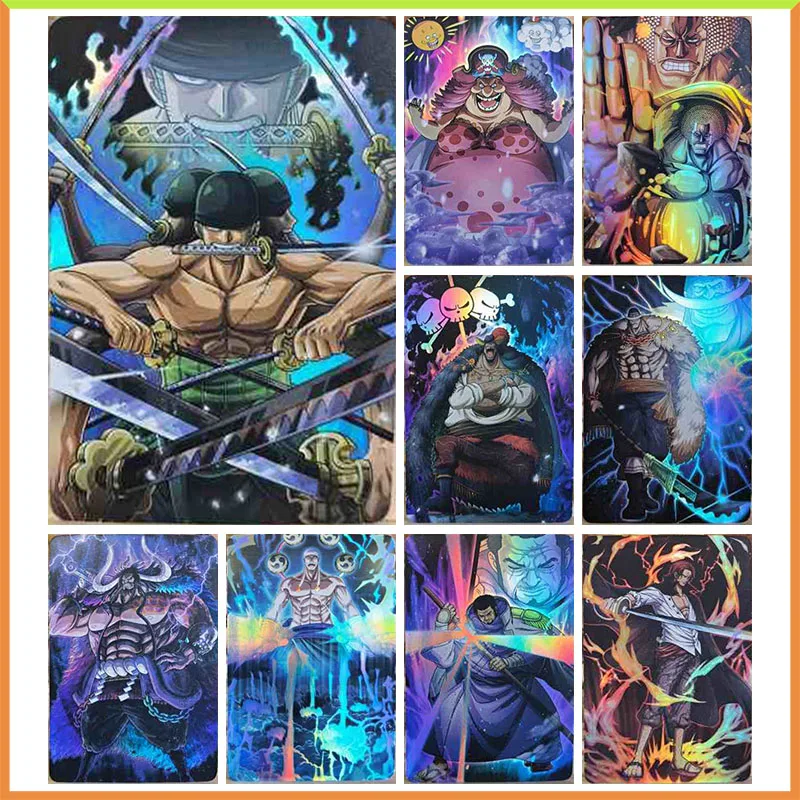 Anime ONE PIECE DIY ACG Linlin Zoro Newgate Kaidou Enel Shanks Laser Games Collectible Cards Toys for boys Birthday Present