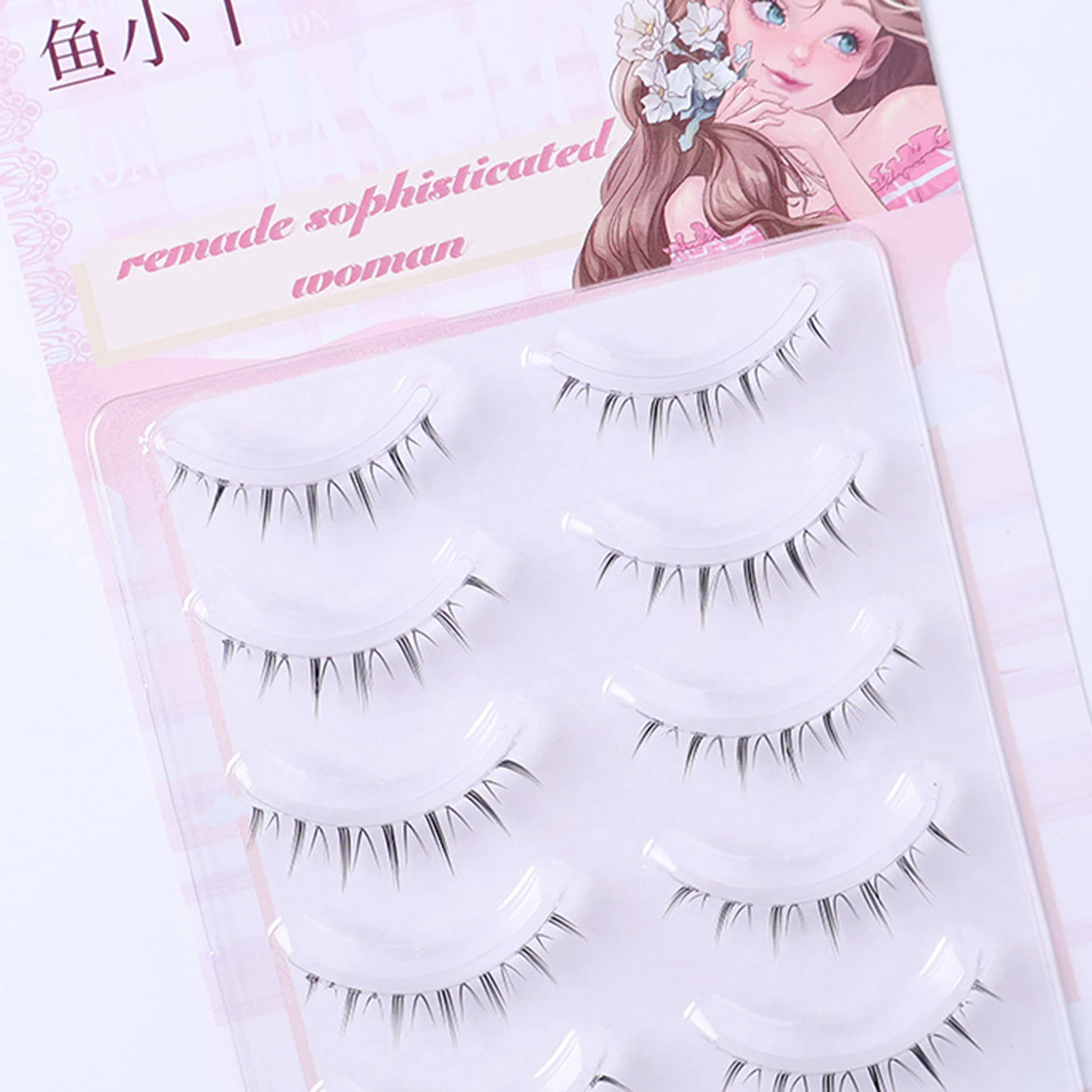 Natural Fake Lashes full strip 5 Pairs 4-6mm botton lash Mixed Length C Curl Black False Eyelashes korean style For Daily Makeup