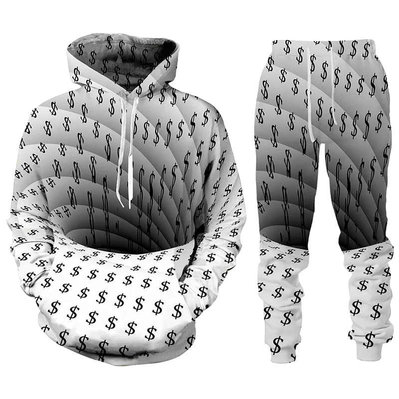 Autumn Vertigo Hypnosis 3D Printed Hoodie Suit Men Sweatshirts Sweatpants Fashion Casual Two Piece Tracksuit Set Men's Clothing