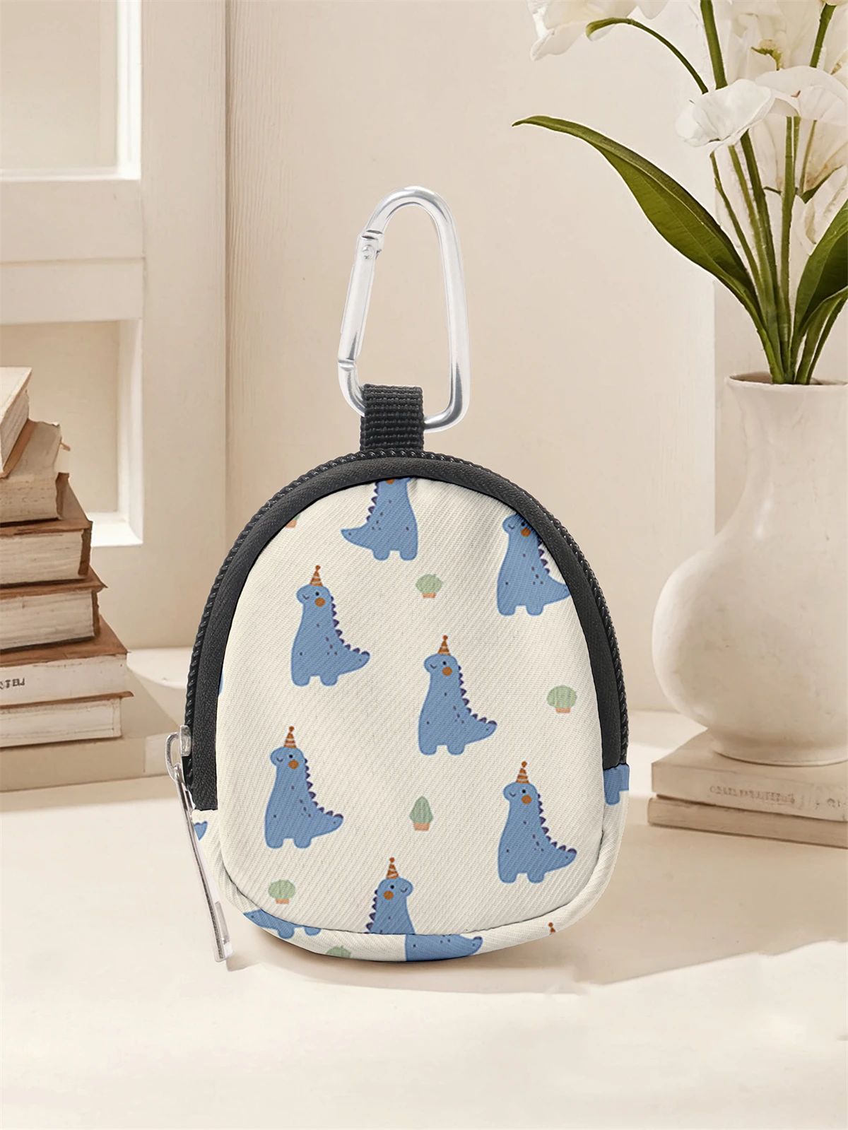 

Мини-кошелек с принтом динозавра, сумка для смены на молнии с зажимом-крючком, сумка для ключей для наушников, подходит для мужчин и женщин