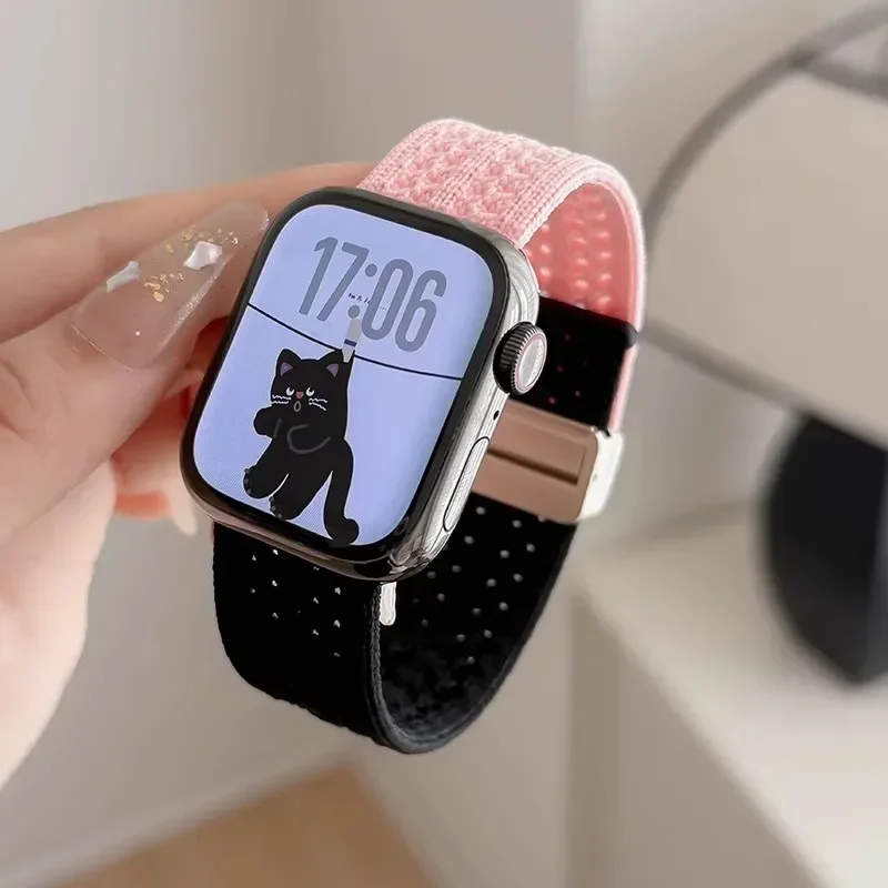 Braided Strap For Apple Watch band 40mm 44mm 42/46mm 45mm 41mm Magnetic buckle Bracelet Series 11 10 SE 3 9 8 7 6 5 4 Ultra 49mm